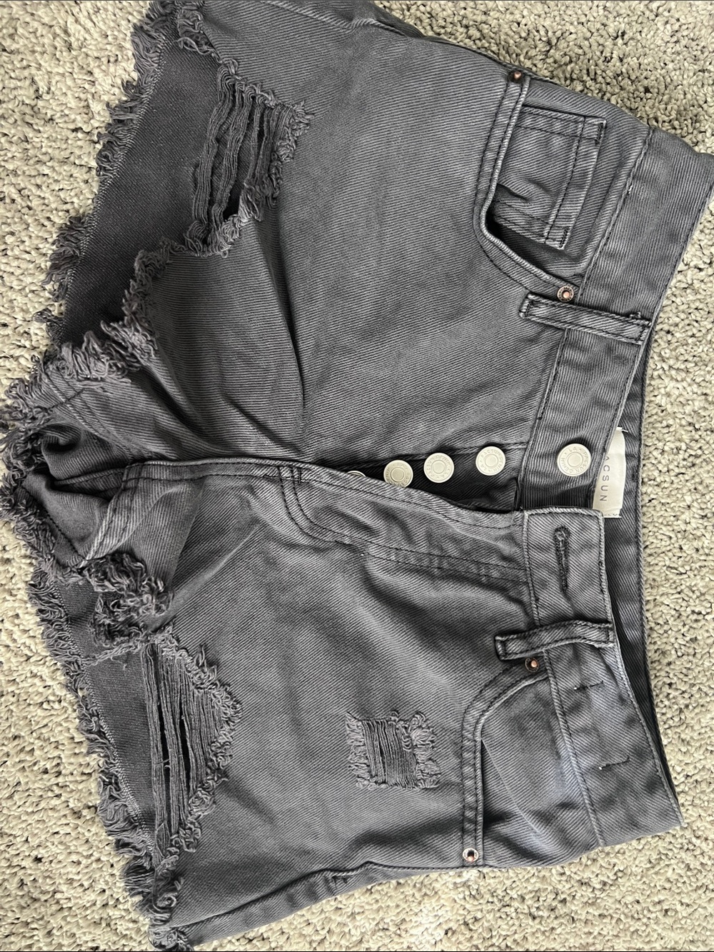PacSun Women's Gray Distressed High-Rise Jean Shorts